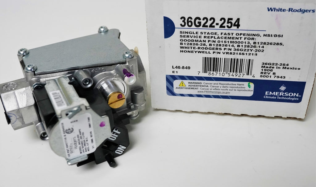 36G22-254 White-Rodgers Gas Heating Furnace Valve for Goodman 0151M00013