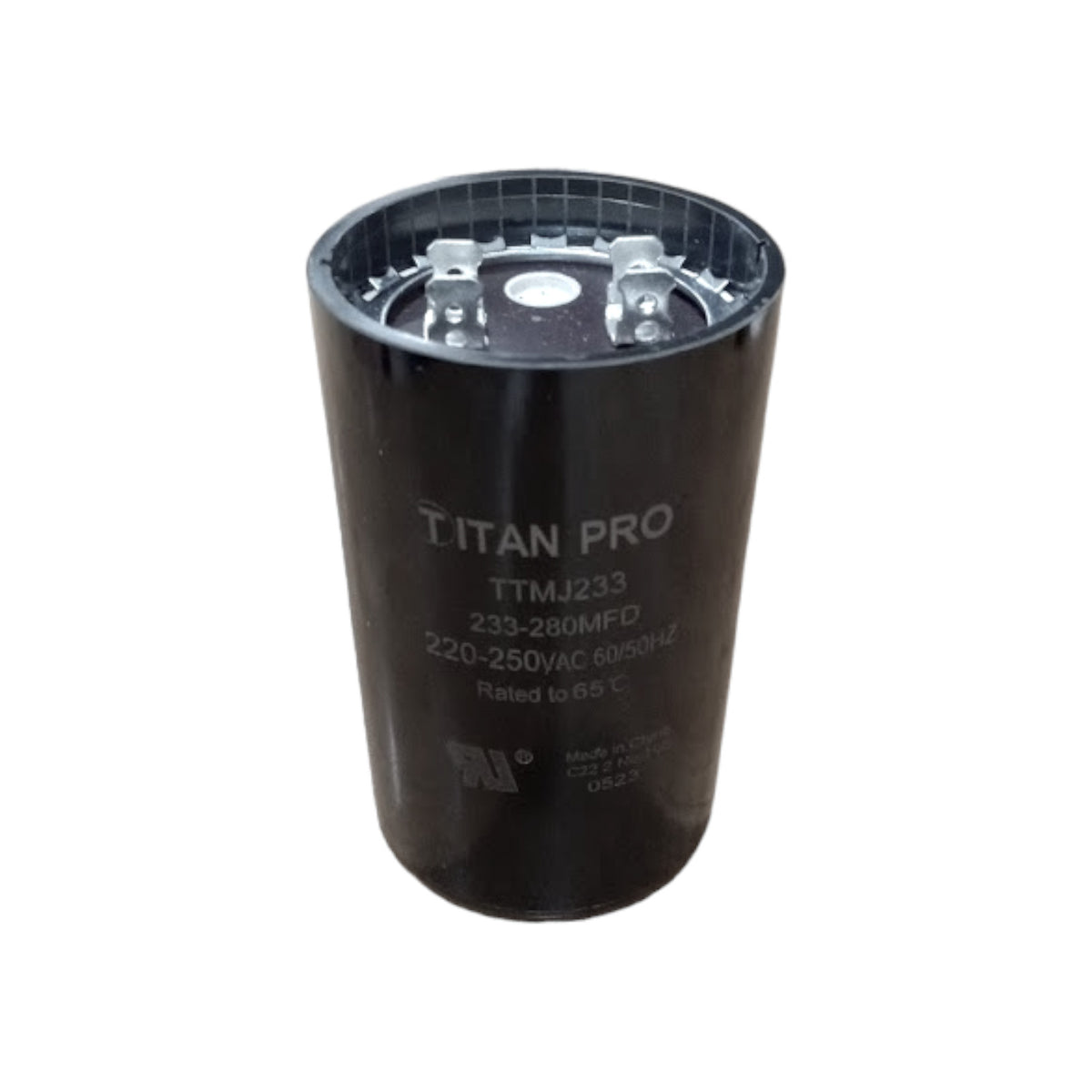 Titan Pro TTMJ233 Motor Start Capacitor 233-280 MFD UF / 220-250 VAC