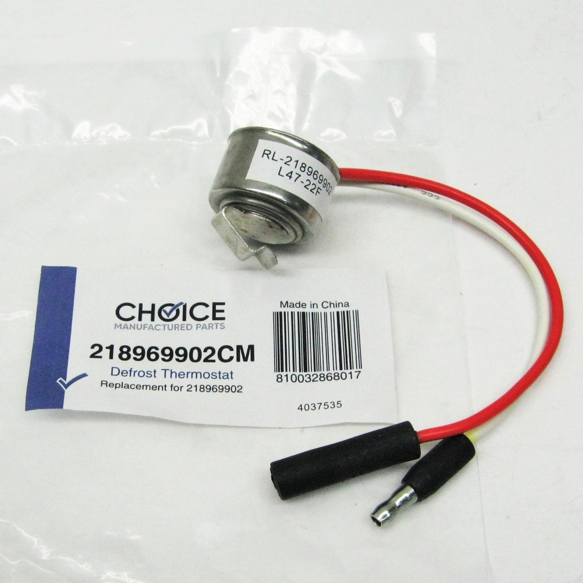 218969902 for Electrolux Frigidaire Refrigerator Defrost Termination Thermostat