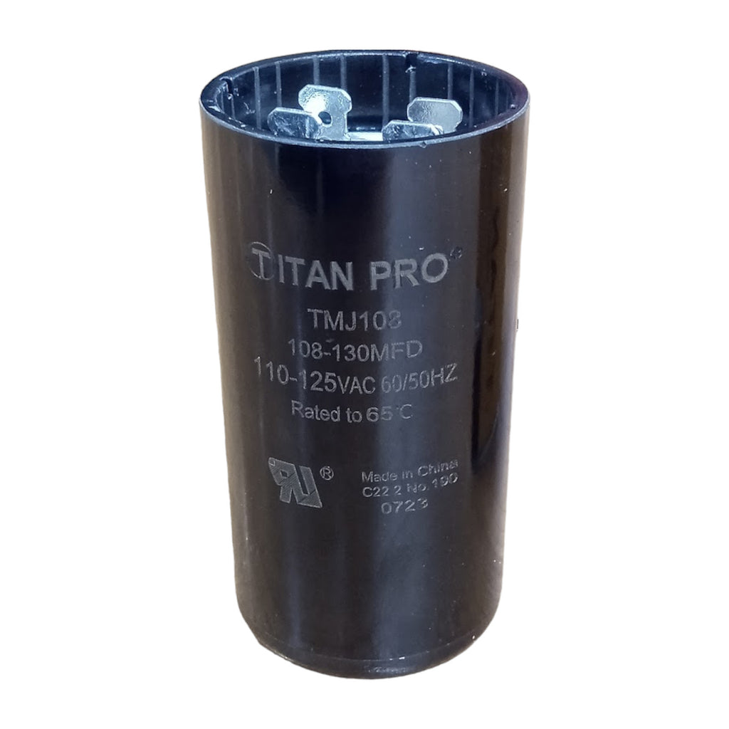 Titan Pro TMJ108 Motor Start Capacitor 108-130 MFD UF / 110-125 VAC