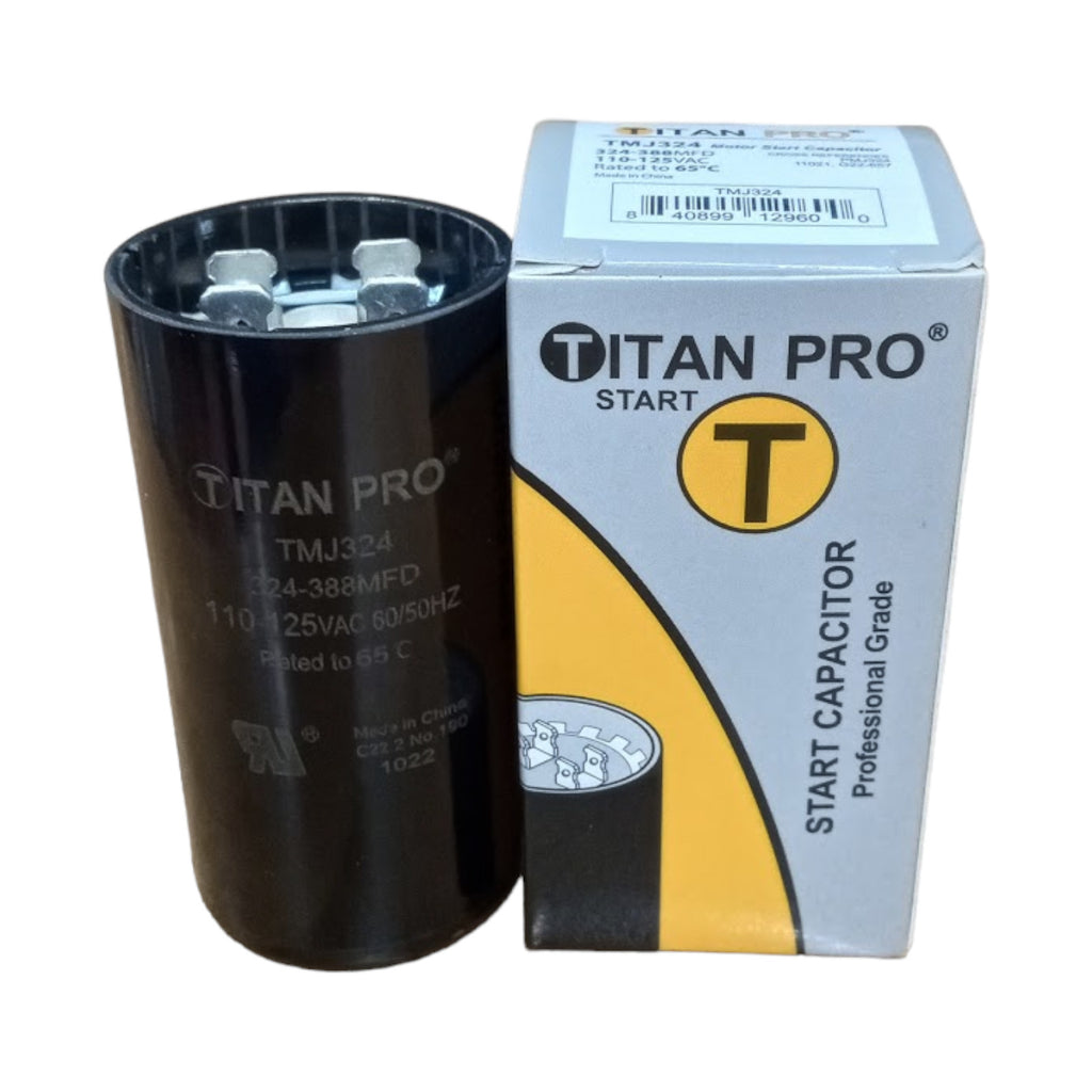 Titan Pro TMJ324 Motor Start Capacitor 324-388 MFD UF / 110-125 VAC