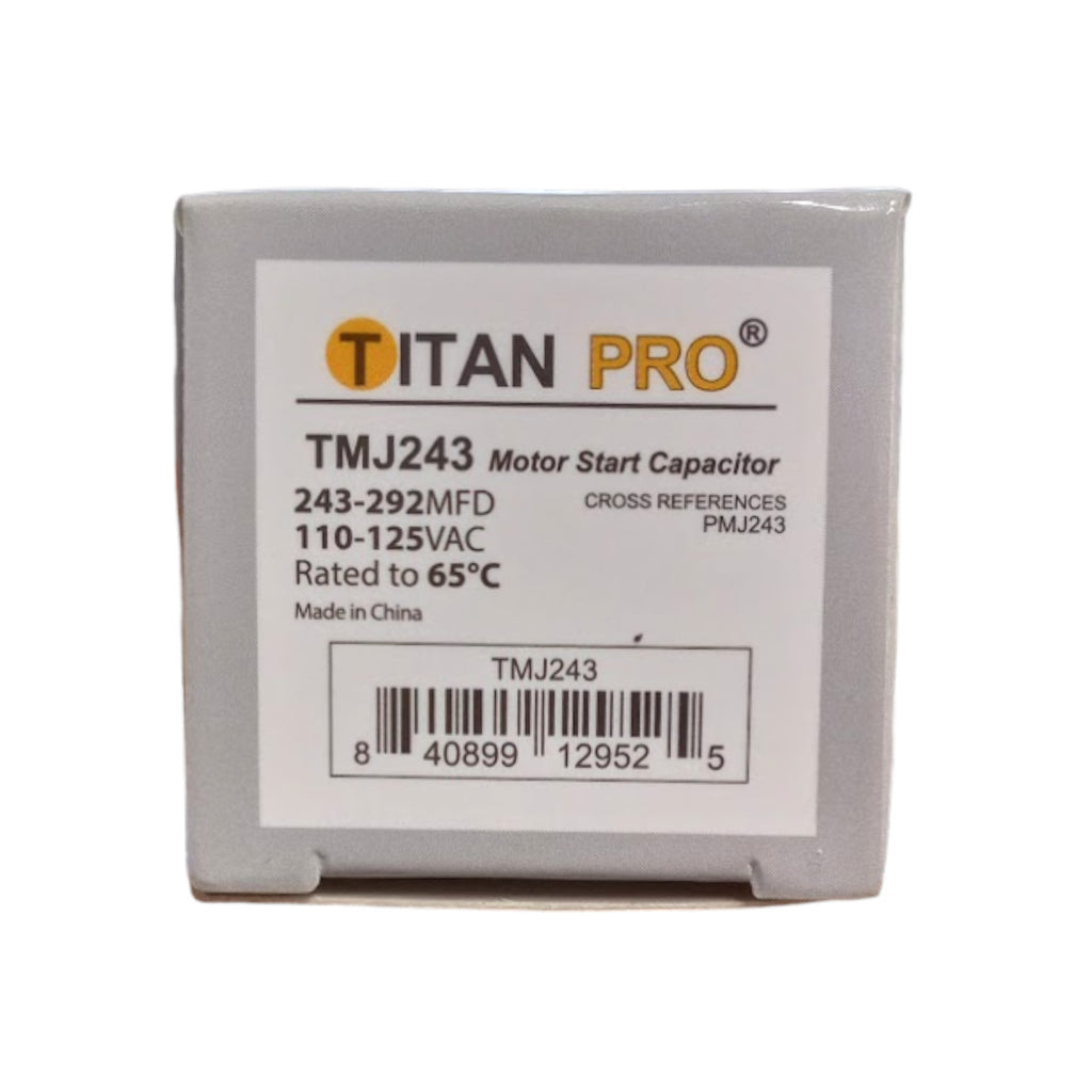 Titan Pro TMJ243 Motor Start Capacitor 243-292 MFD UF / 110-125 VAC