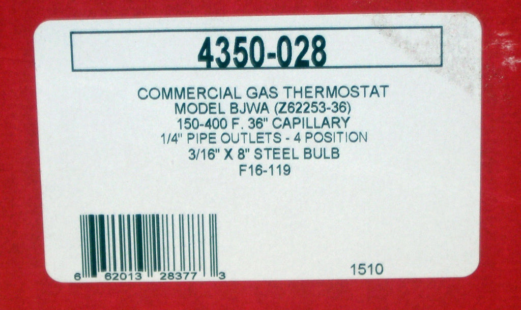 4350-028 Robertshaw Commercial Gas Oven Thermostat for BJWA 46-1027 920028
