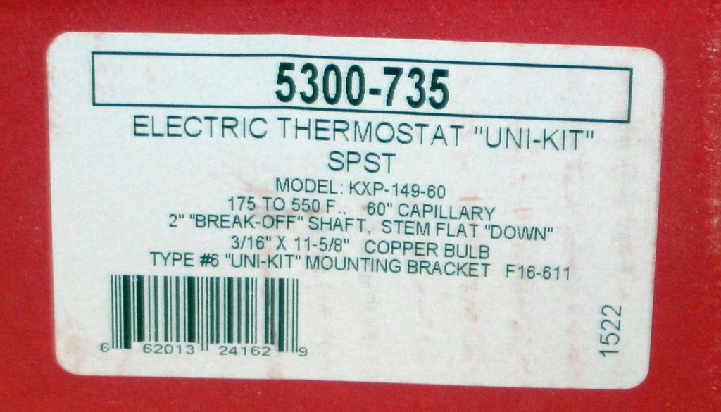 5300-735 Robertshaw Commercial Cooking Oven Electric Thermostat 46-1055