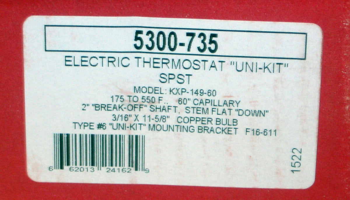 5300-735 Robertshaw Commercial Cooking Oven Electric Thermostat 46-1055