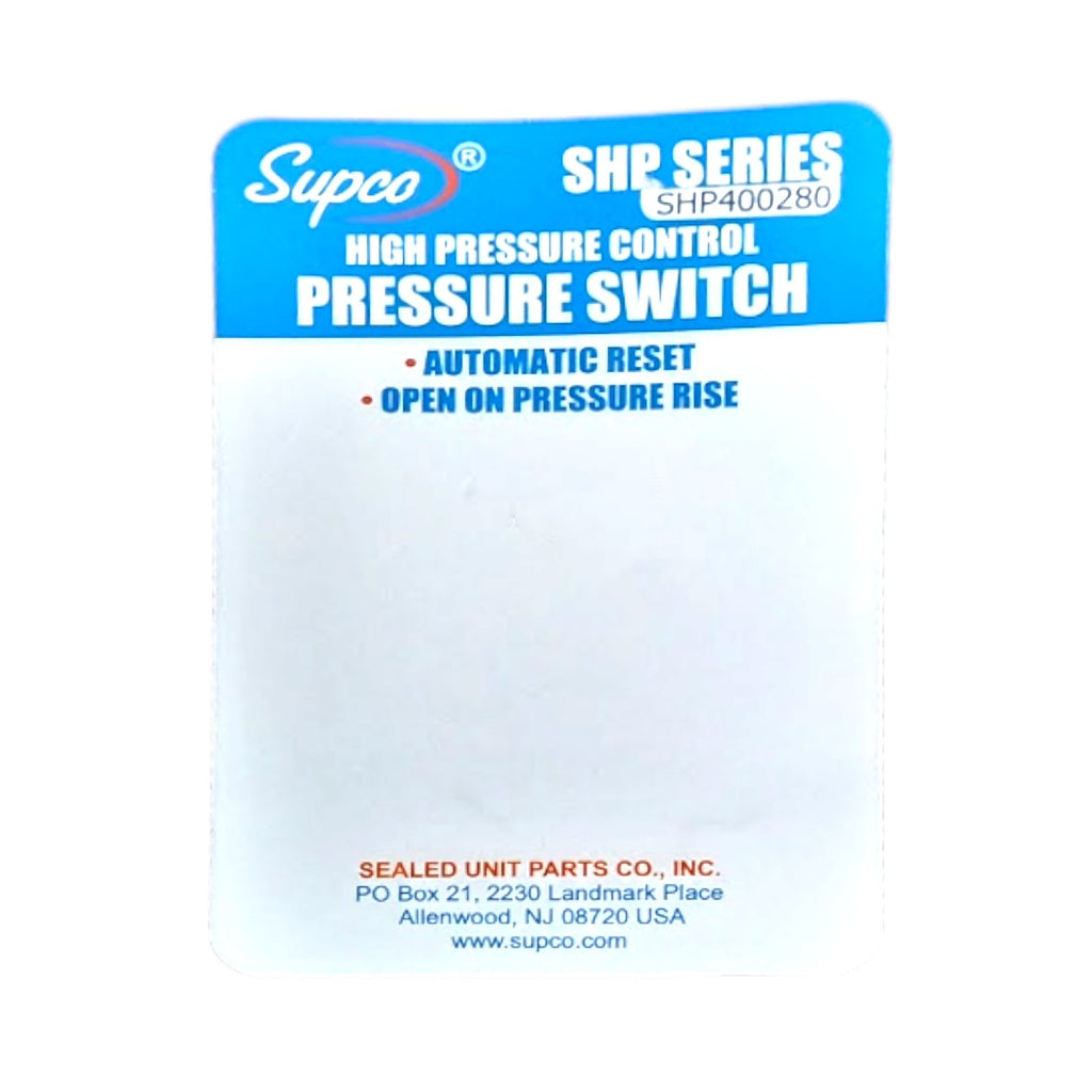 Supco SHP400280 High Pressure Switch Open: 400 Close: 280 PSI HVAC Refrigeration