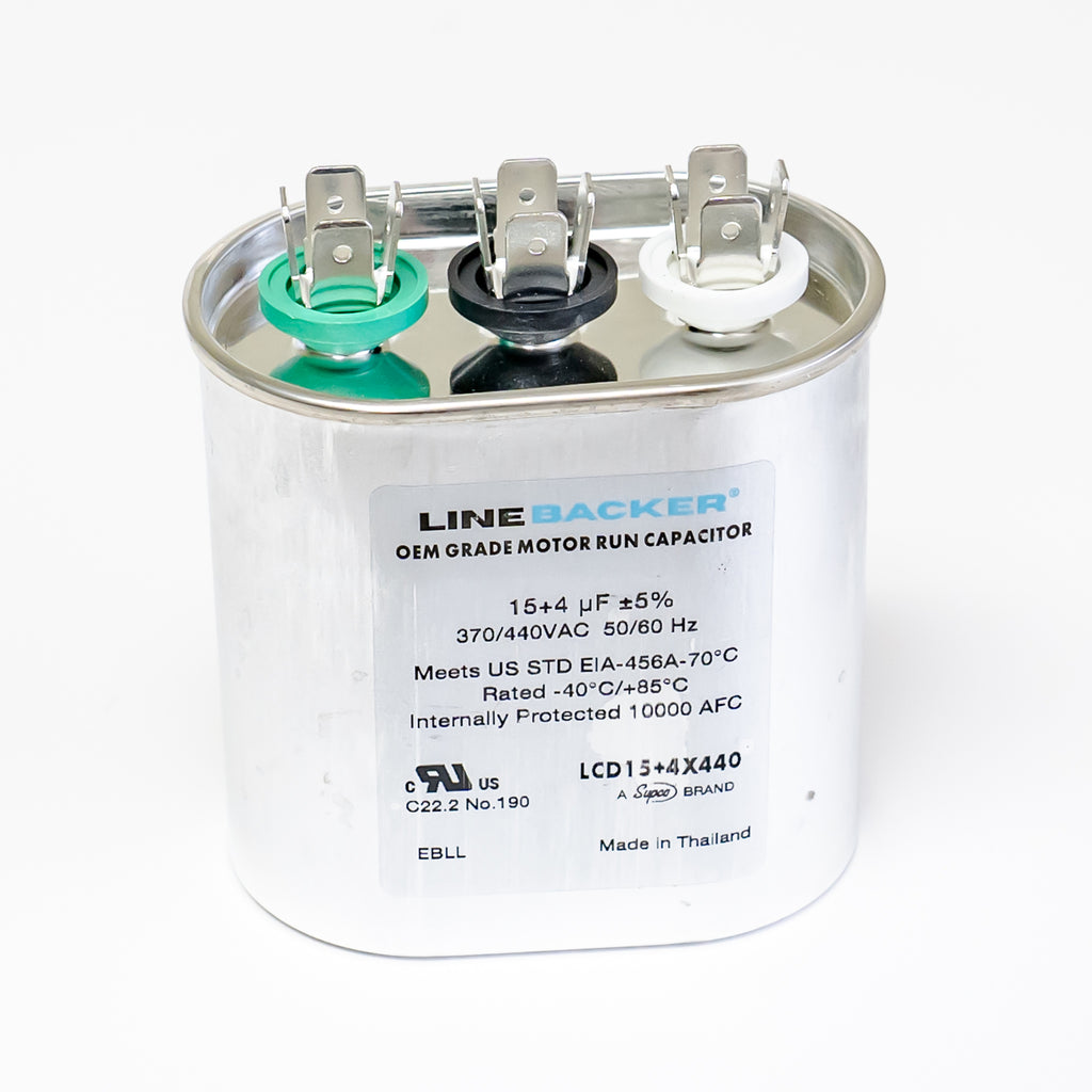 Supco Capacitor Oval Dual Run 15 + 4 uf mfd 370/440 Volts for HVAC Motors