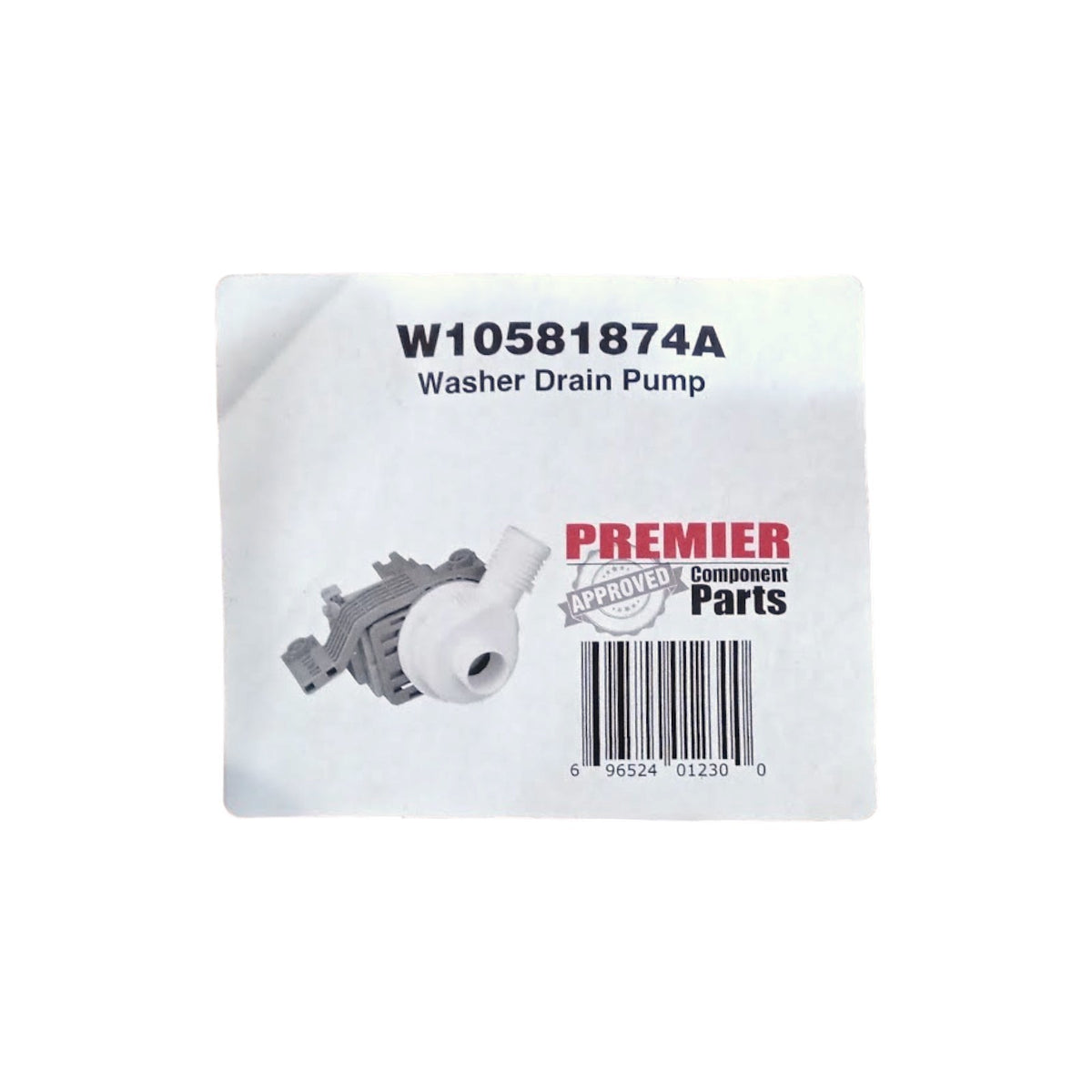 Premier Component Part W10581874 Washing Machine Pump for Whirlpool Washers