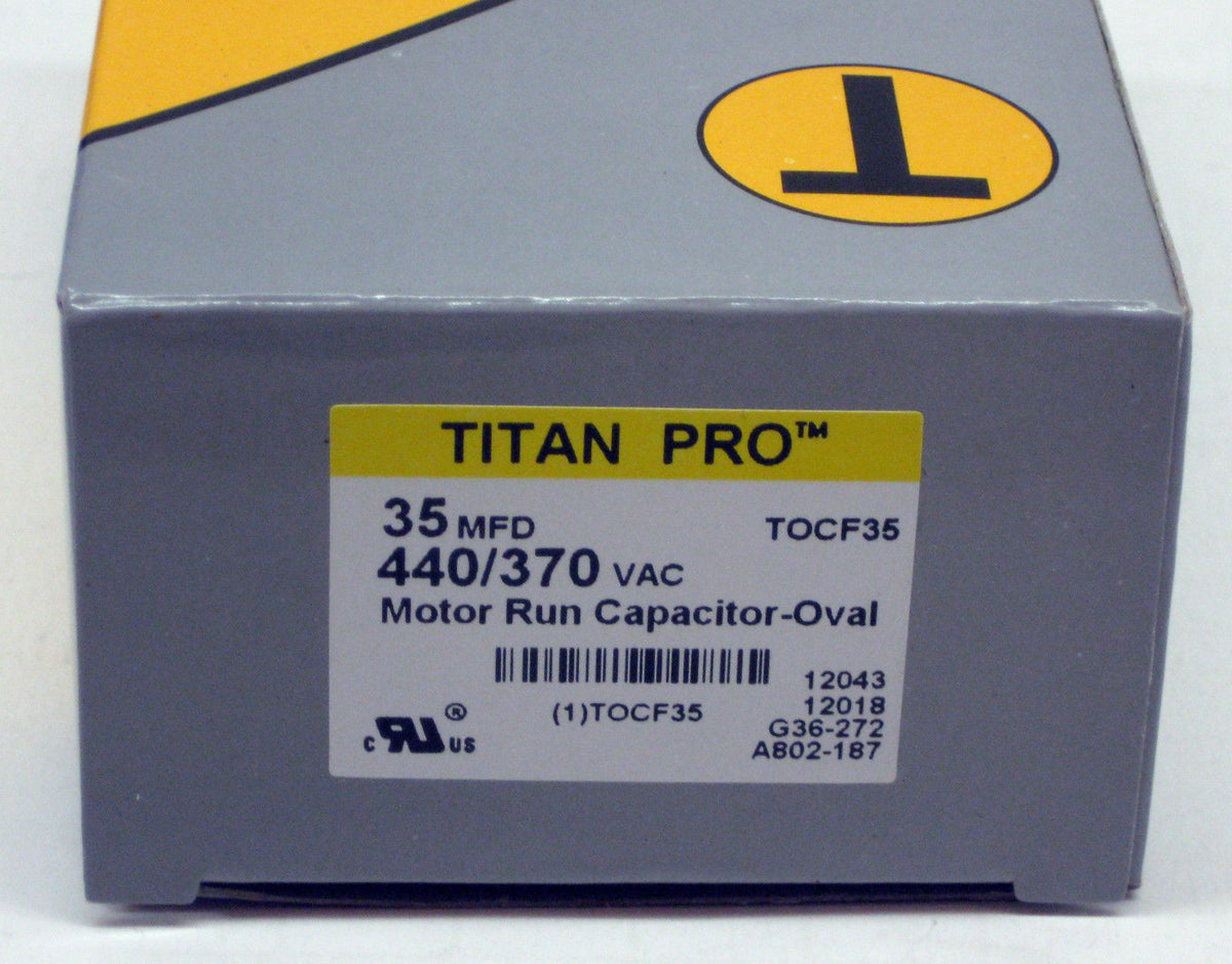 TitanPro TOCF35 HVAC Motor Run Oval Capacitor 35 MFD/UF 440/370 Volts
