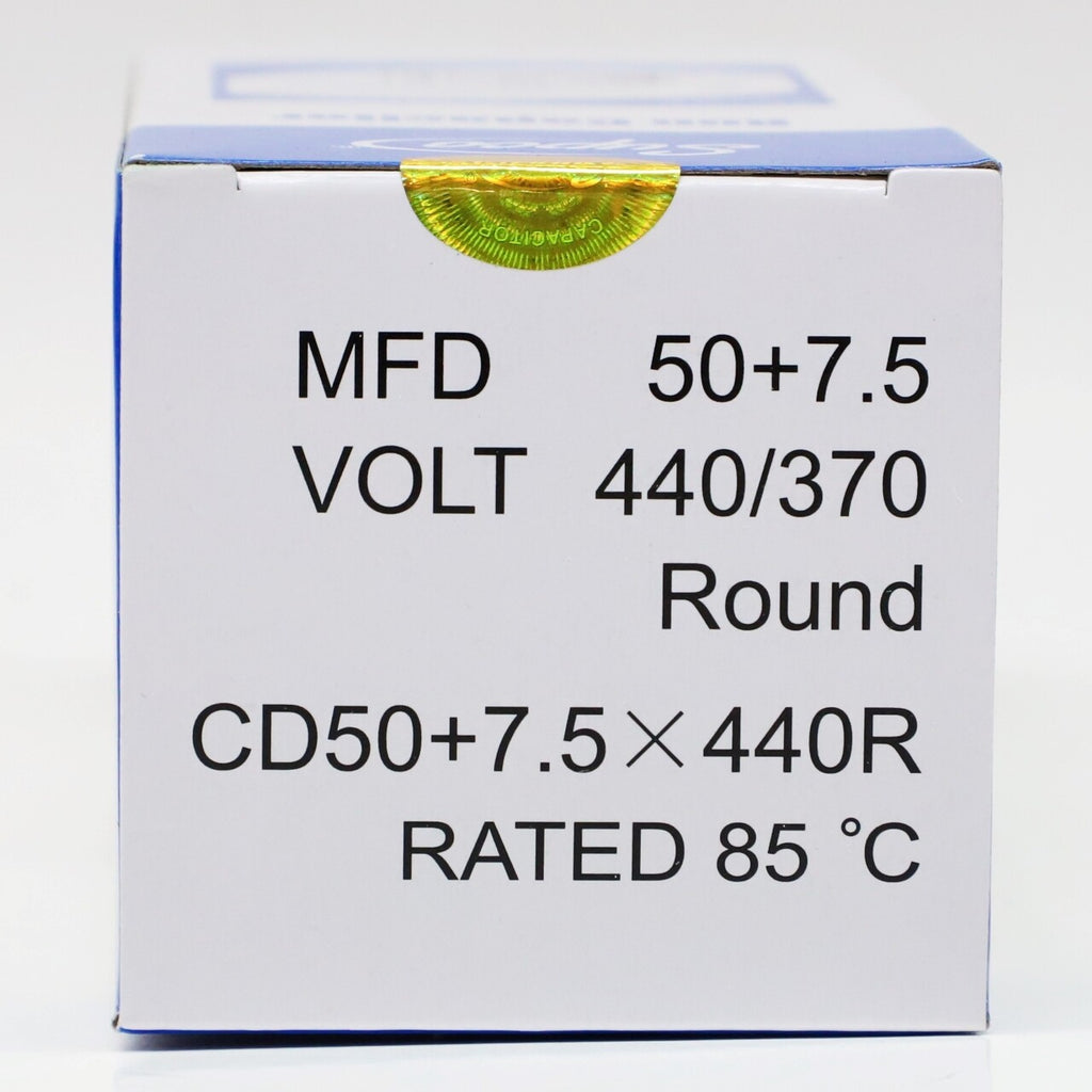 Supco CD50+7.5X440R HVAC Motor Round Dual Run Capacitor 50 + 7.5 MFD 440 Volts