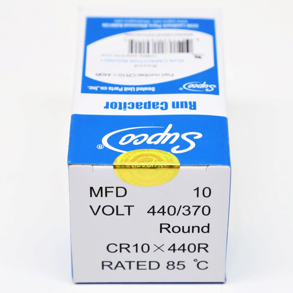 Supco CR10X440R HVAC Motor Round Run Capacitor 10 MFD 440 Volts