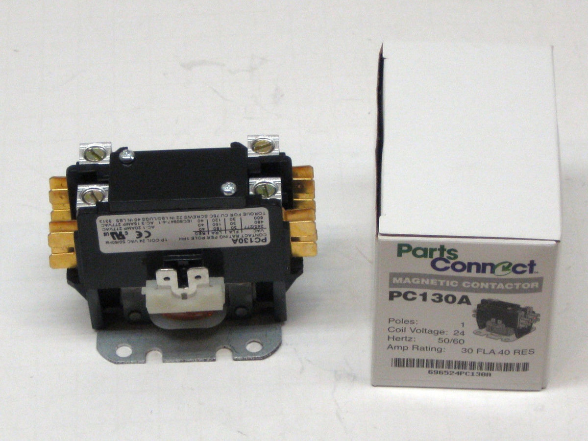 PC130A Single One 1 Pole 30 Amps 24 Volts A/C Contactor