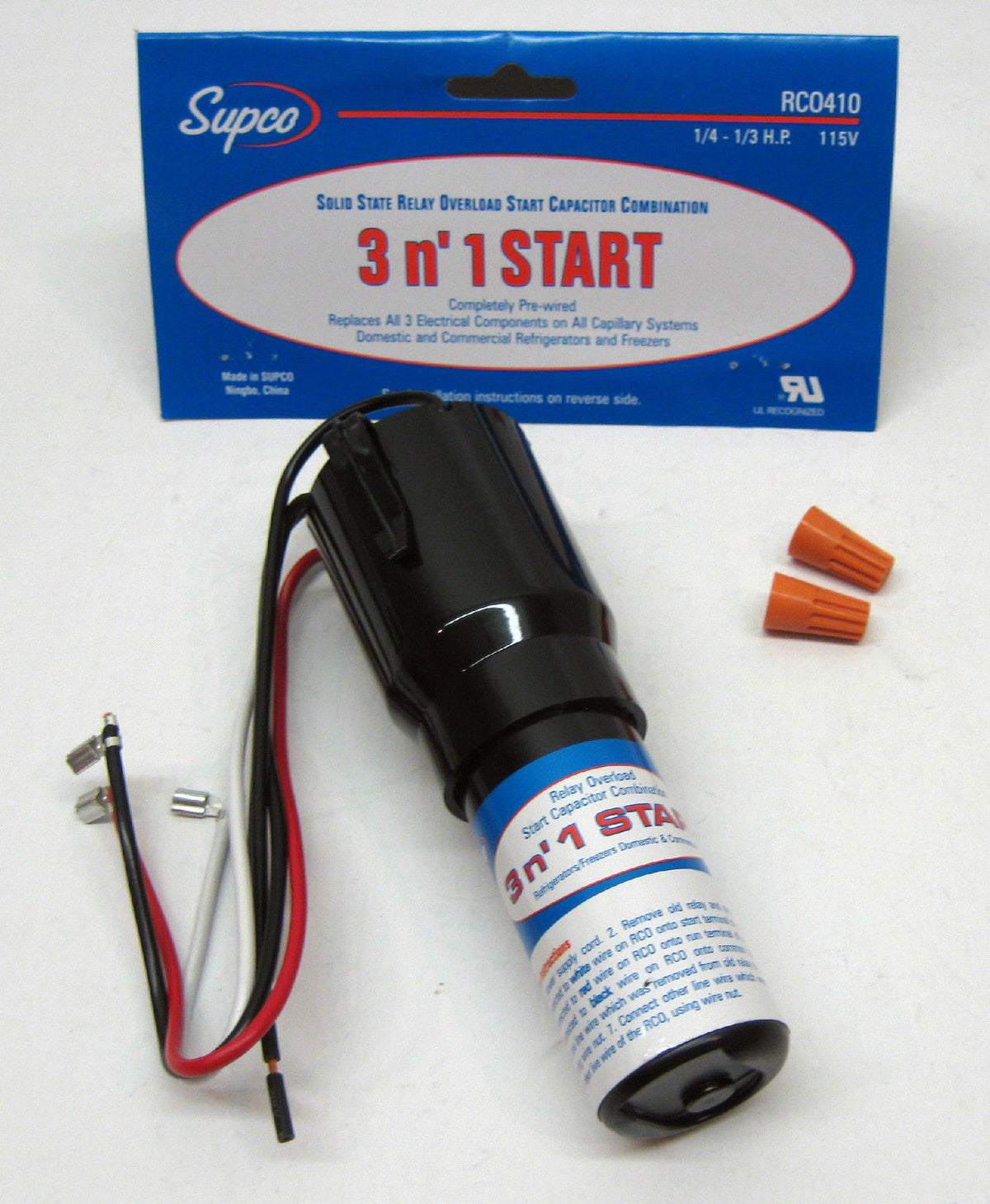 RC0410 SUPCO Refrigerator Relay Overload Start Run Capacitor 1/4 1/3 HP 3 n' 1