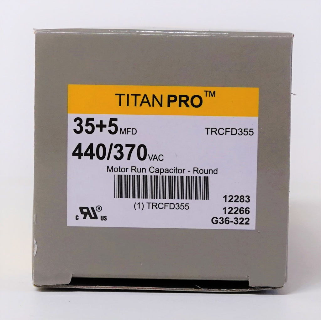 TitanPro TRCFD355 HVAC Round Dual Motor Run Capacitor 35/5 MFD/UF440/370 Volts