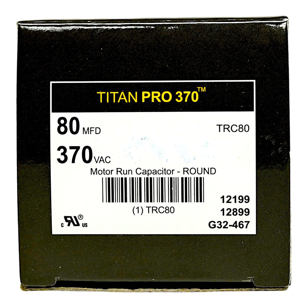 TitanPro TRC80 HVAC Round Motor Run Capacitor. 80 MFD/UF 370 Volts