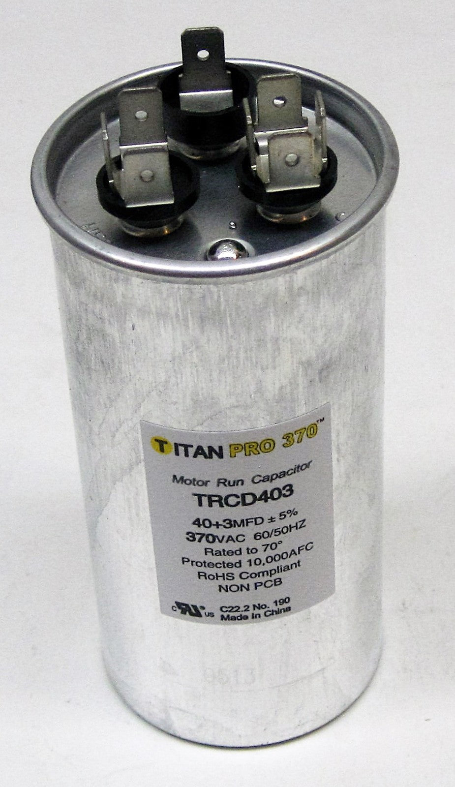TitanPro TRCD403 HVAC Round Dual Motor Run Capacitor. 40/3 MFD/UF 370 Volts
