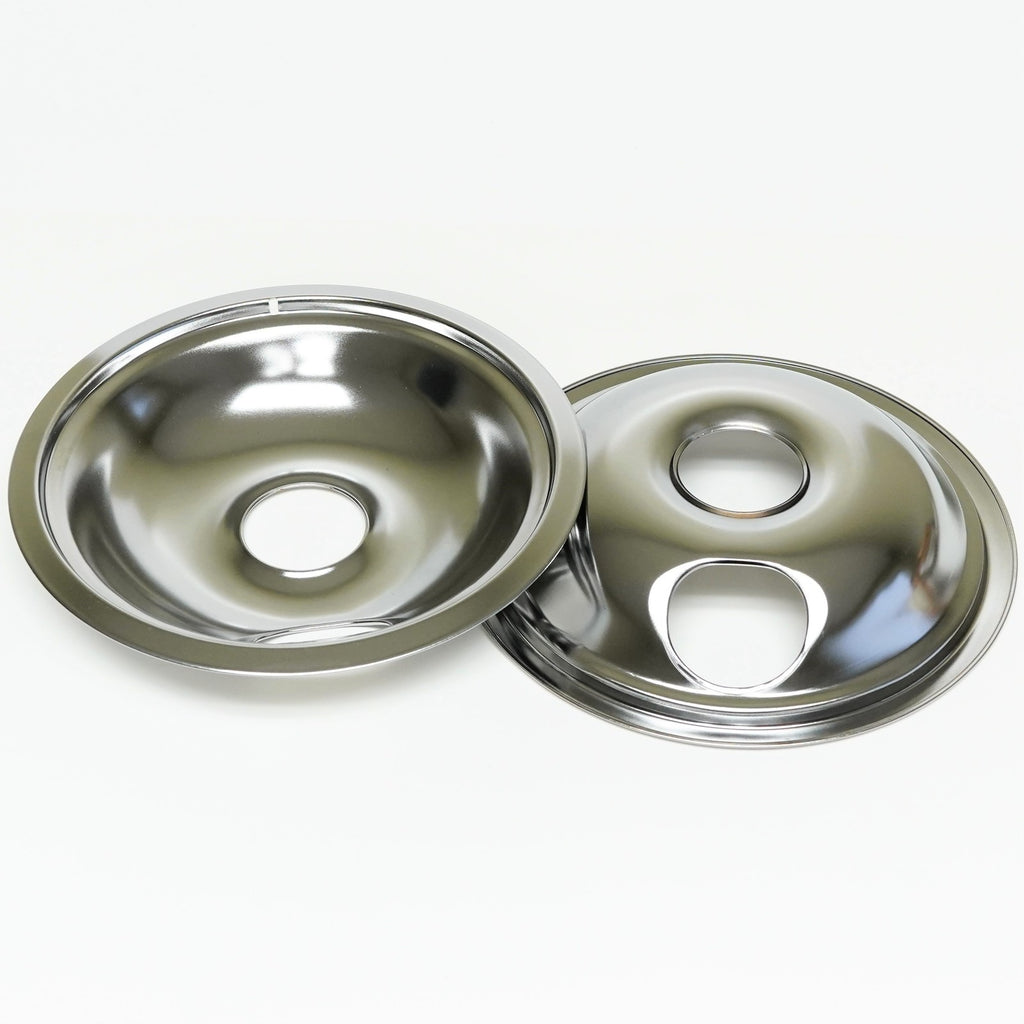 CP1 Range Stove Chrome Drip Pans Burner Bowls Set 2/ 6" 2/ 8"