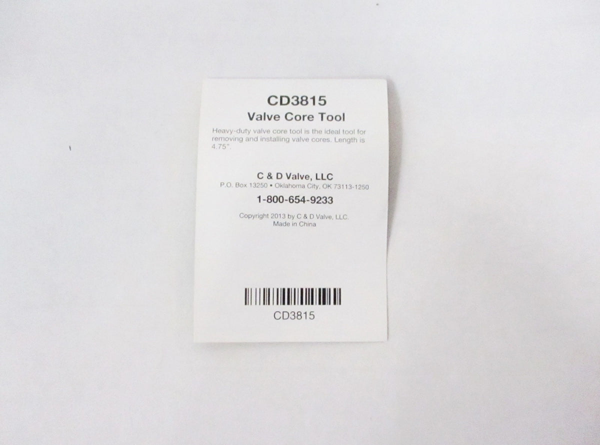 C&D Valve Core Removal Installer Torque Driver Tool CD3815