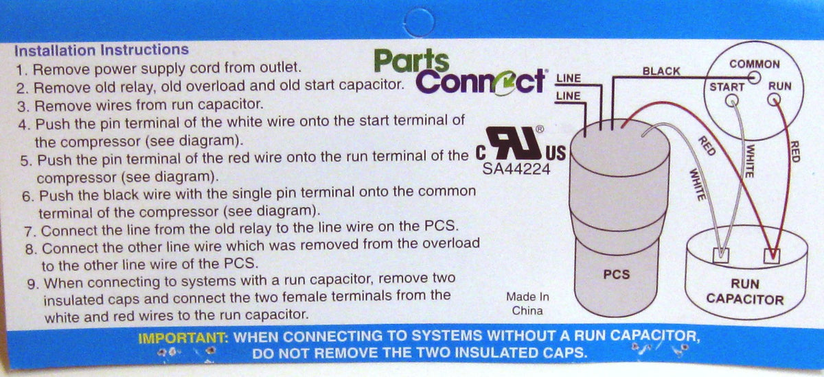Refrigierator 3-n-1 Relay Capacitor Overload for 1/12-1/5 HP Compressor PCS810