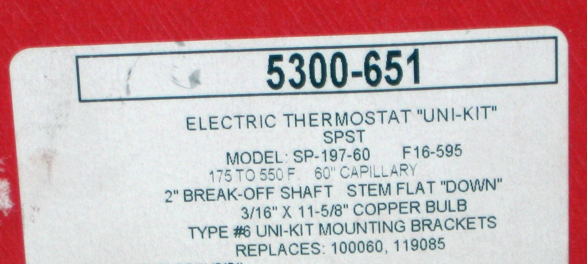 5300-651 Robertshaw Commercial Cooking Oven Electric Thermostat 46-1030