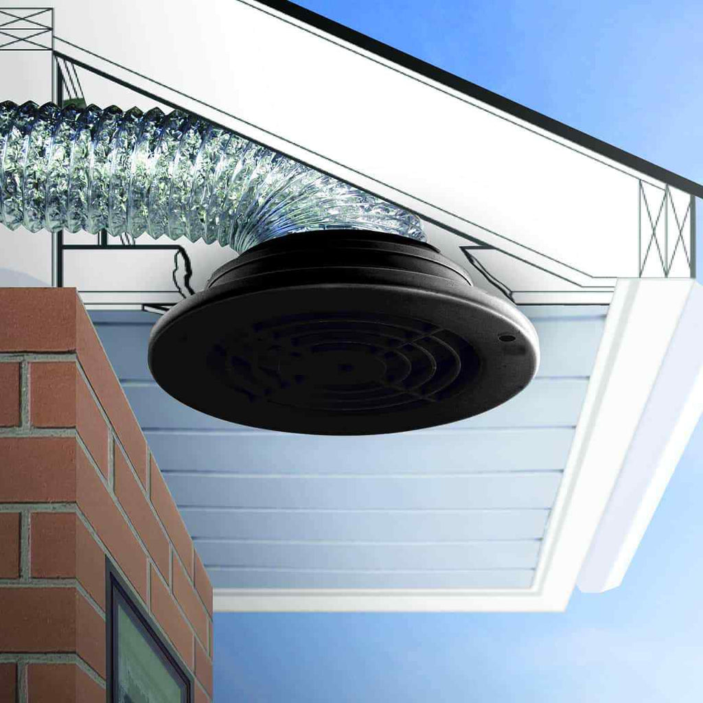 Black SEVBLKX 4", 5", 6" Soffit Exhaust Vent for Bathroom and Kitchen Fan
