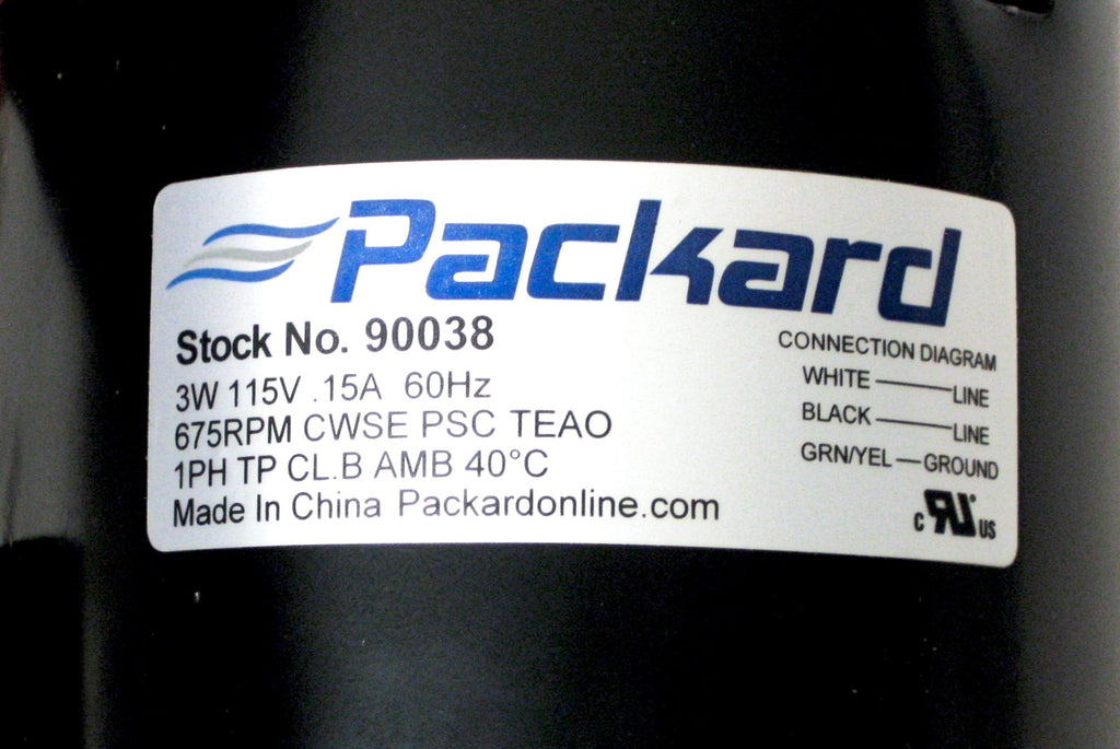 Packard 90038 Motor for Greenheck 315038, 3 Watt, 115/60 Volts, 675 RPM, CWSE
