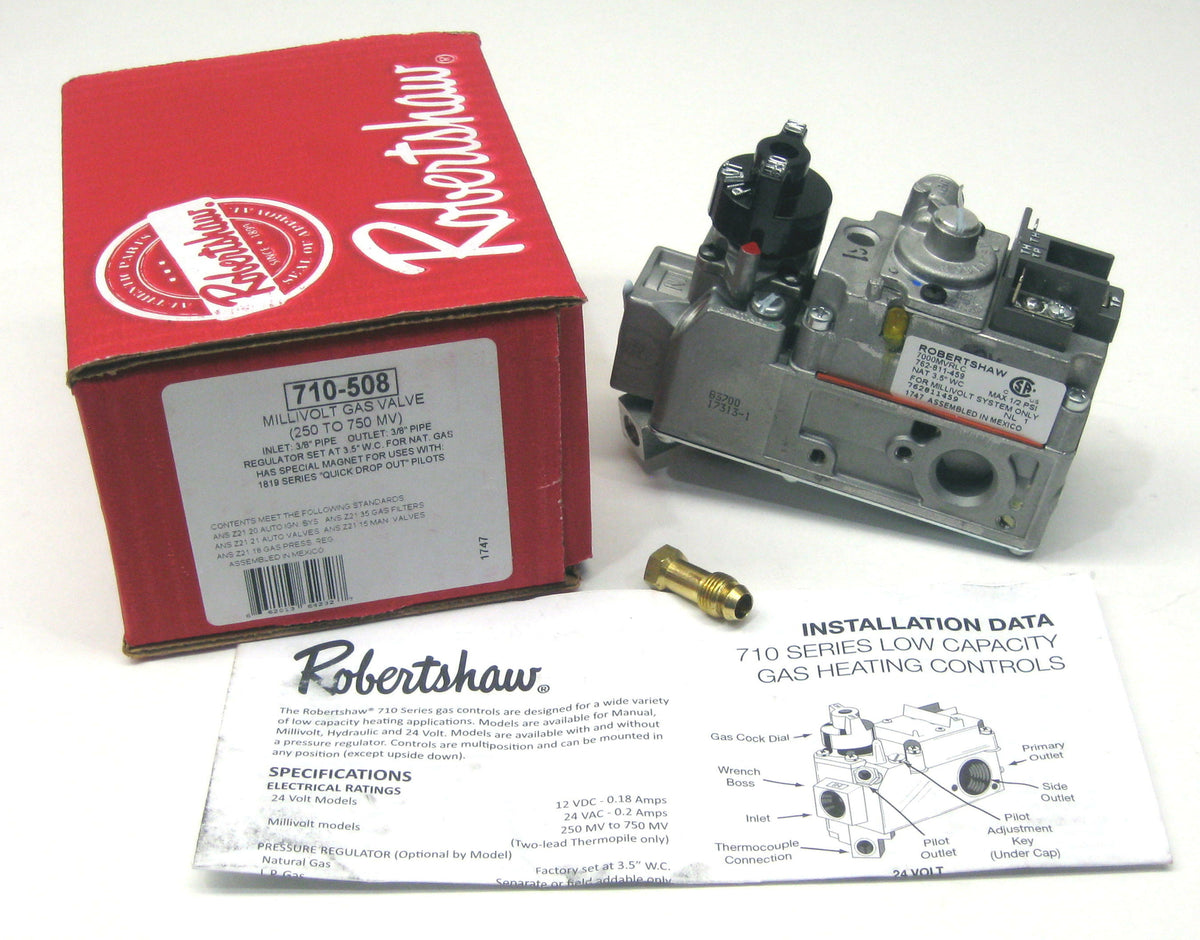 Robertshaw MilliVolt Gas Valve 7000MVRLC 710-508 Fireplace Log Control