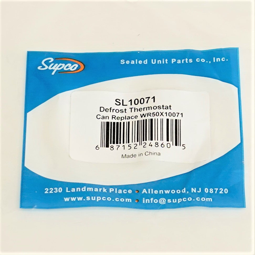 Supco SL10071 Refrigerator Defrost Thermostat for GE WR50X10071