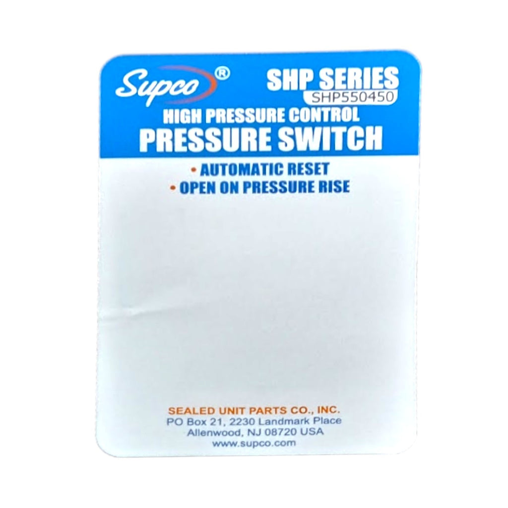 Supco SHP550450 High Pressure Switch Open: 550 Close: 450 PSI HVAC Refrigeration