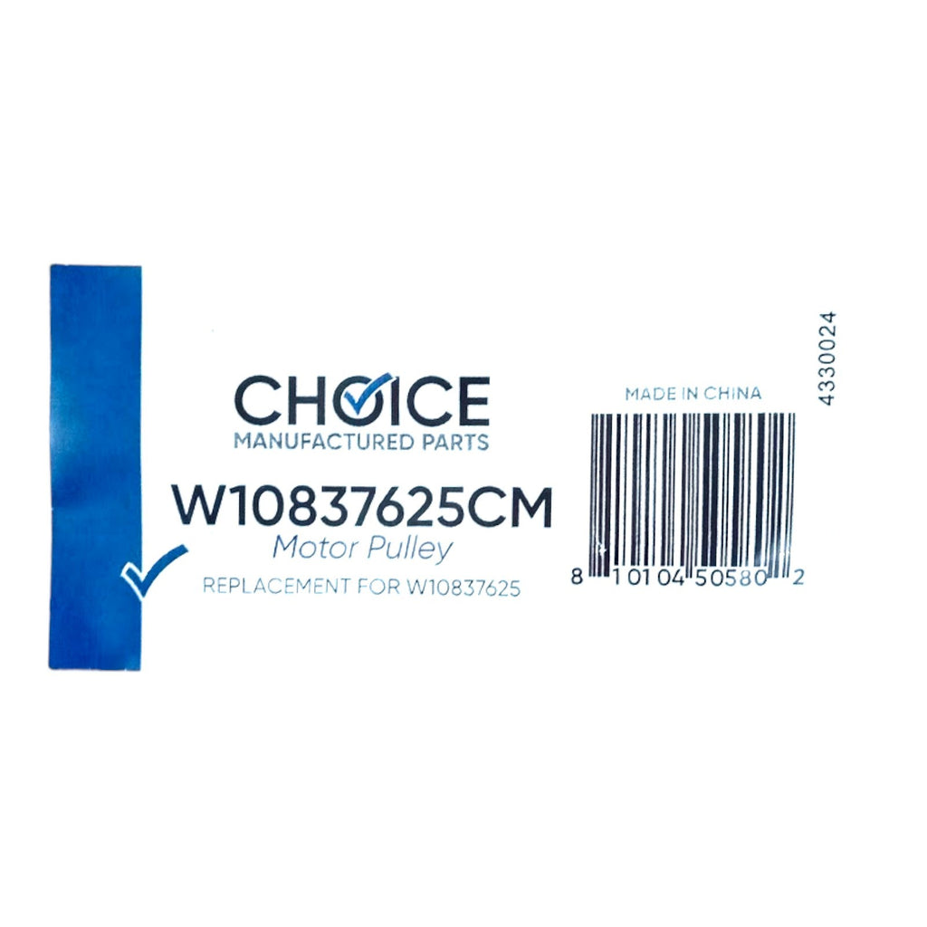 Choice Manufactured Part W10837625 Dryer Motor Pulley for Whirlpool