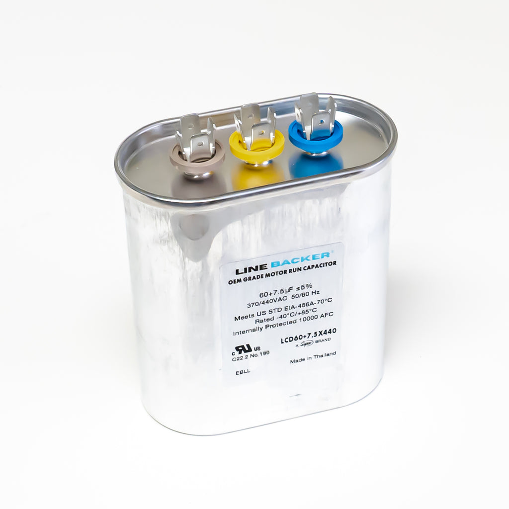 Supco Capacitor Oval Dual Run 60 + 7.5 uf mfd 370/440 Volts for HVAC Motors