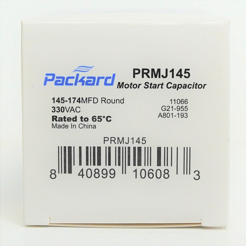 Packard PRMJ145 Motor Start Capacitor 145-174 MFD UF / 330 VAC