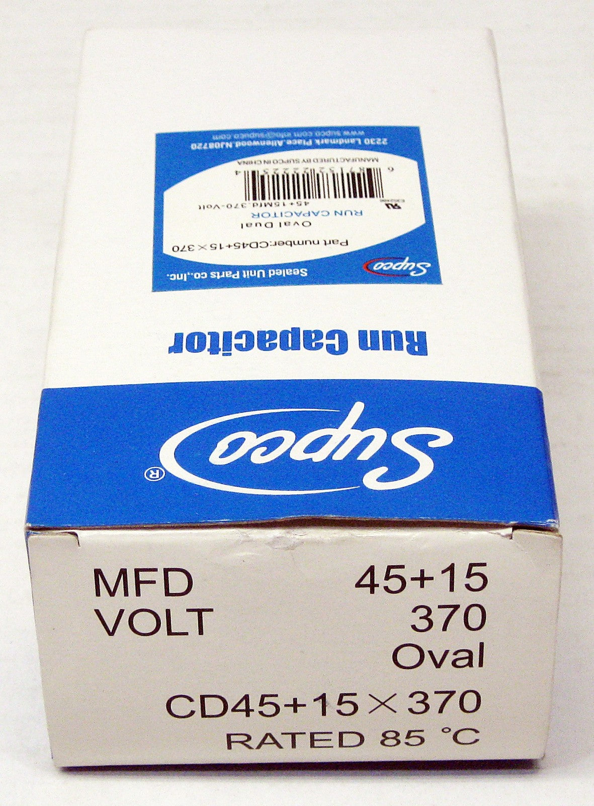 SUPCO CD45+15X370 HVAC Oval Motor Run Capacitor 45 + 15 MFD/UF 370 Volts