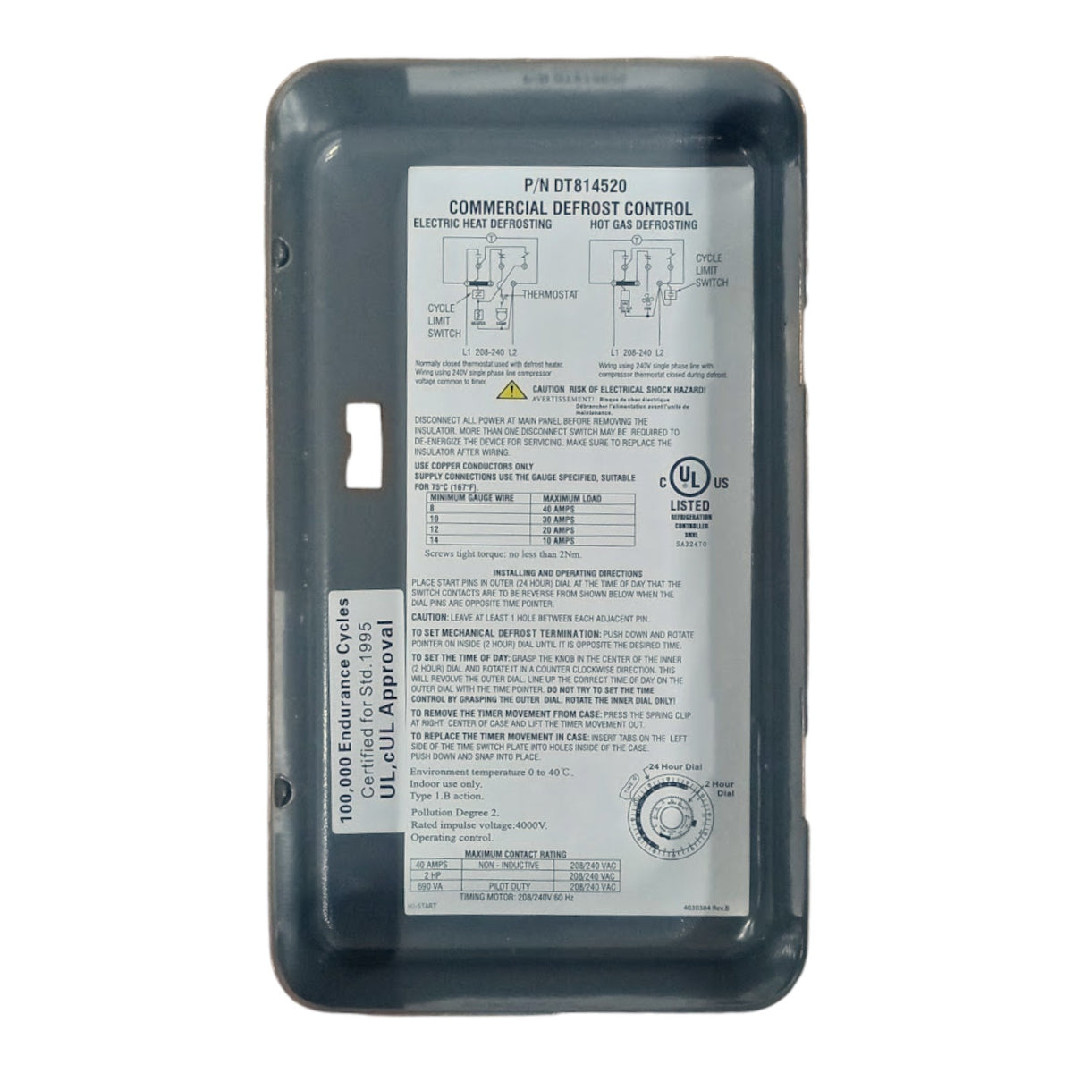 DT8145-20 Commercial Refrigeration Defrost Timer for Paragon 8145-20 240V