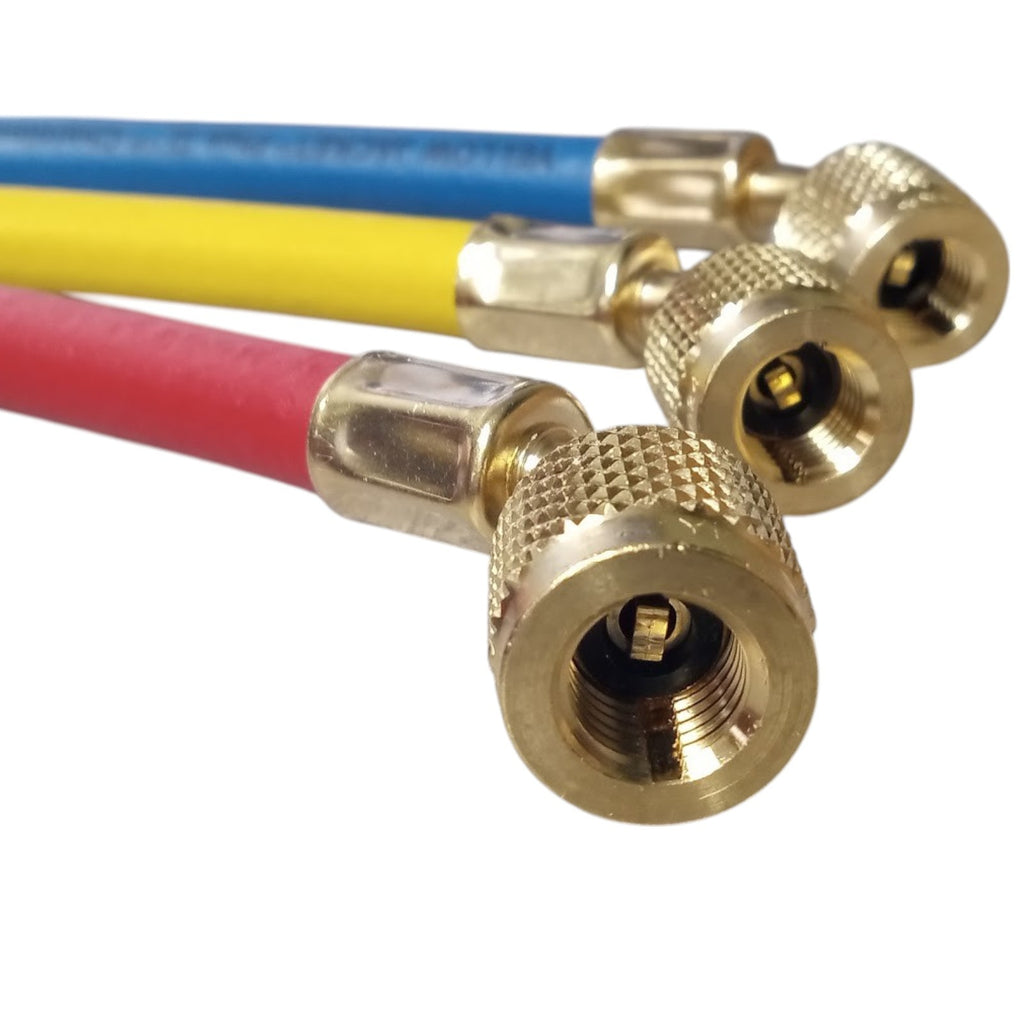 Yellow Jacket 42036 A2L Brass Manifold with 60" Hoses RYB for R32/454B/410A