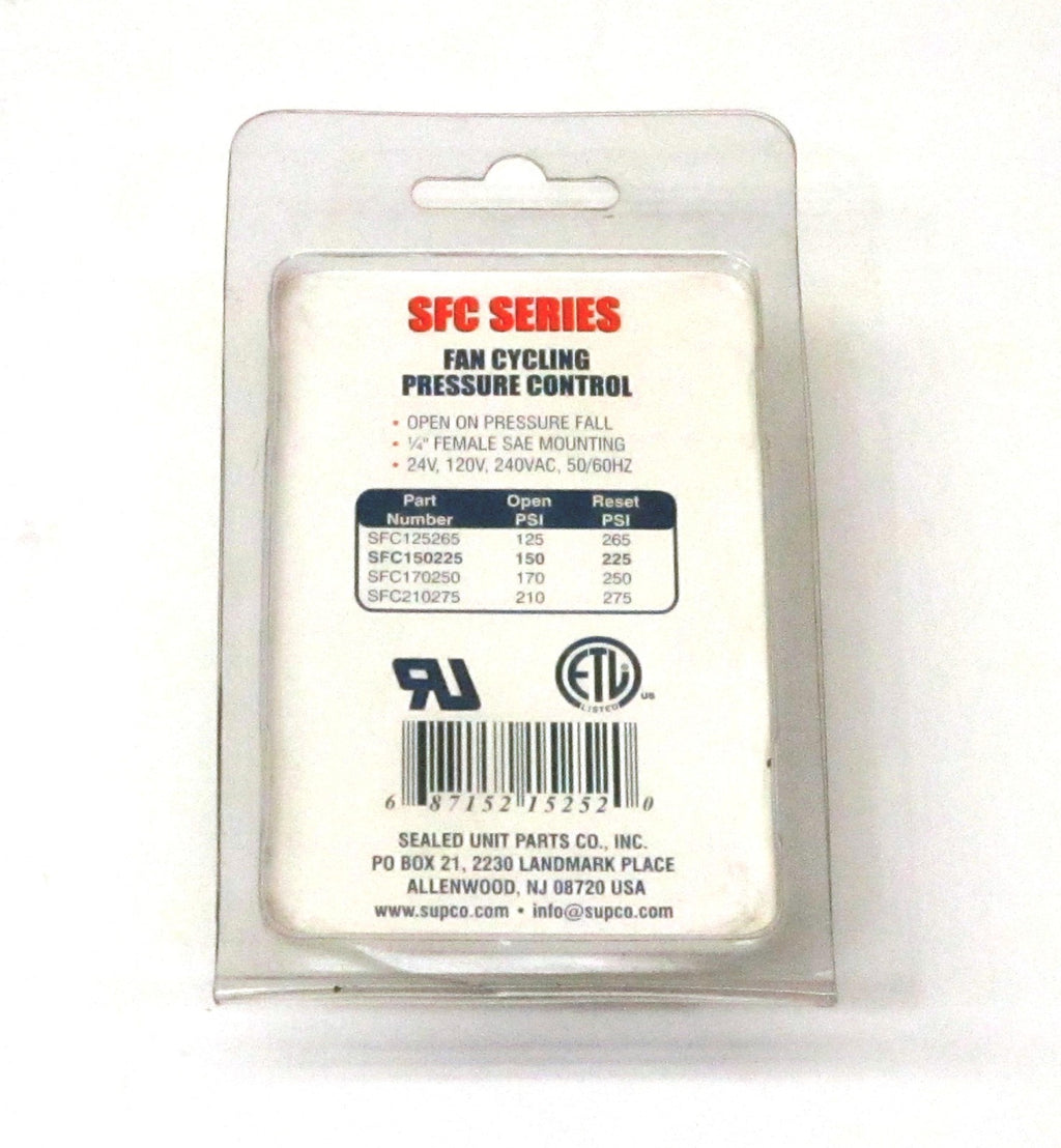 Supco SFC150225 Condenser Fan Cycling Switch Open: 150 PSI Close: 225 PSI HVAC