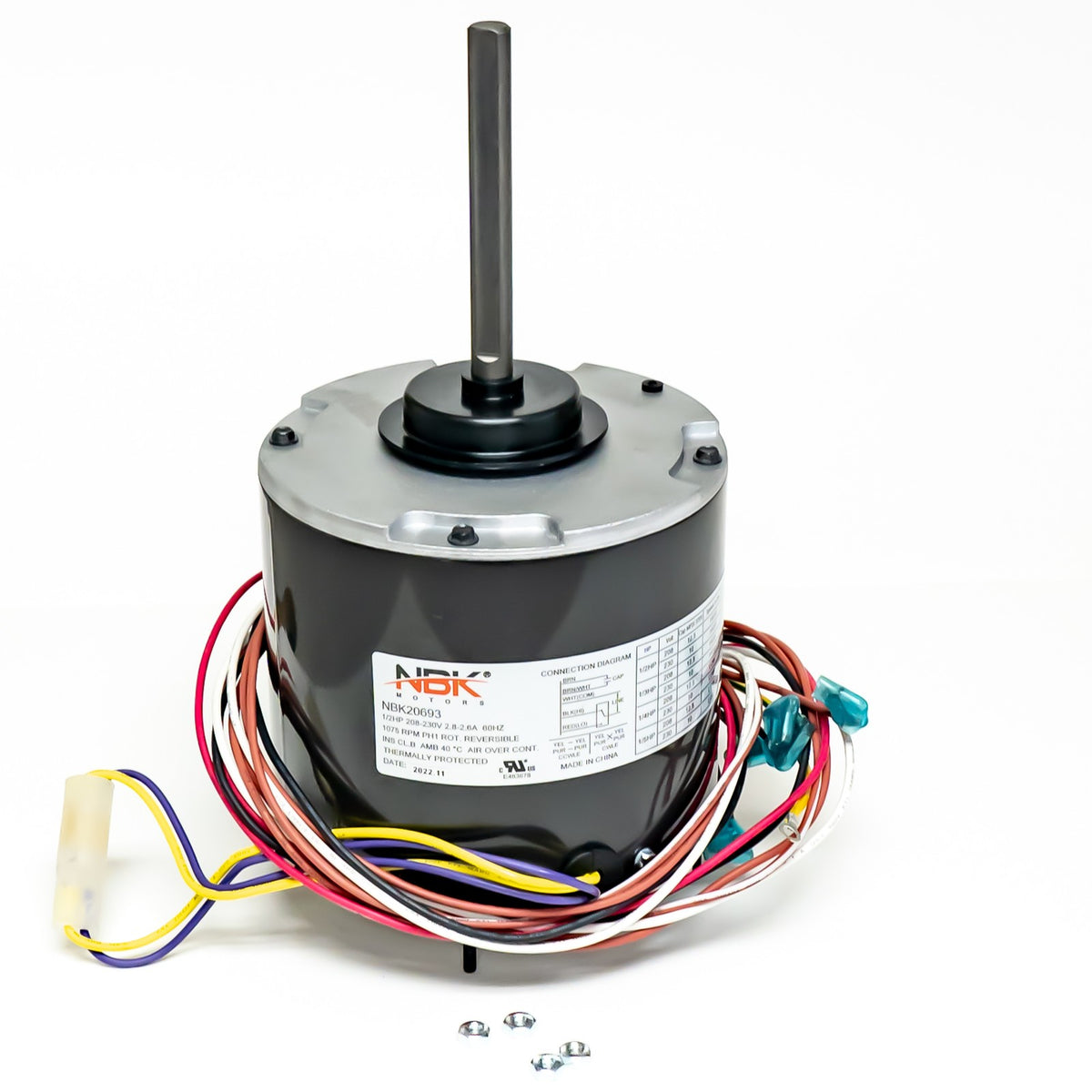 AC Condenser Fan Motor 1/5 1/4 1/3 1/2 HP 1075 RPM 208 230 Volts Multi HP