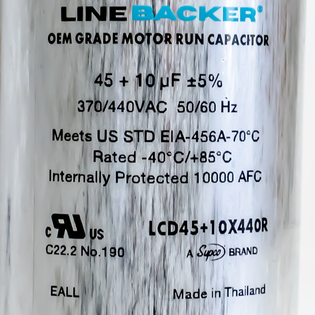 Supco Capacitor Round Dual Run 45 + 10 uf mfd 370/440 Volts for HVAC Motors