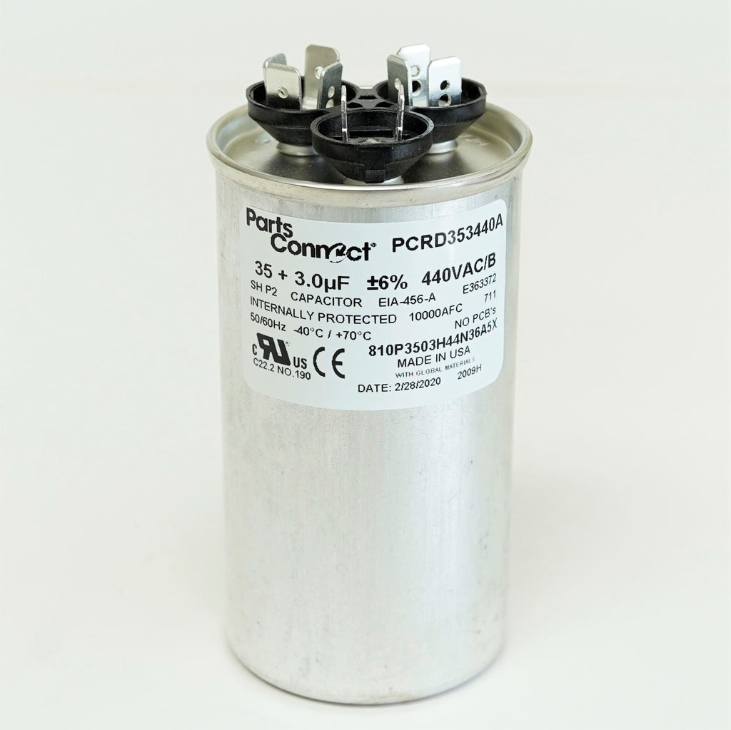 USA Run Capacitor 35 + 3 mfd (uf) 440 Volt Dual Round American Made
