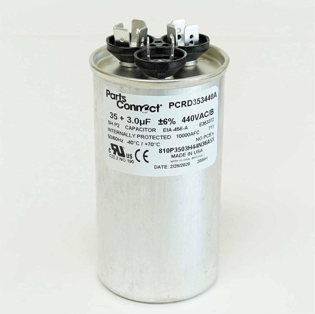 USA Run Capacitor 35 + 3 mfd (uf) 440 Volt Dual Round American Made