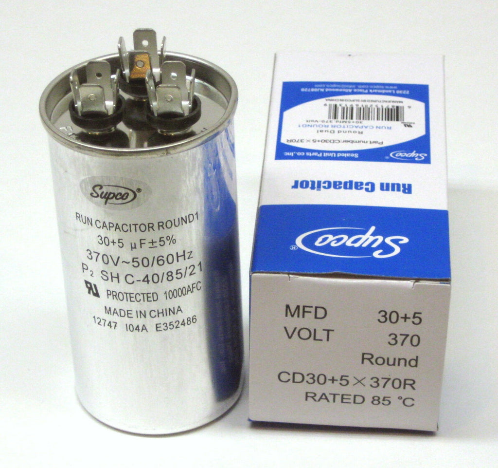 Air Conditioning HVAC Round Dual Motor Run Capacitor 30 + 5 MFD 370 Volt