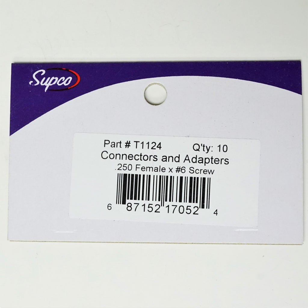 Supco T1124 QD Tab Adapters with Screw #6 1/4" Female