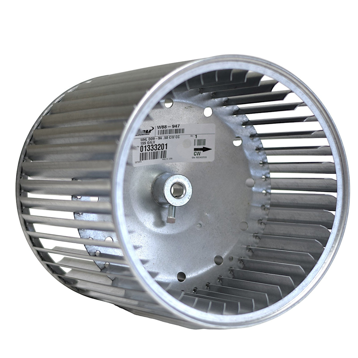 013332-01 Lau DD9-9A Blower Wheel Squirel Cage 9-1/2" x 9-1/2" x 1/2" CW