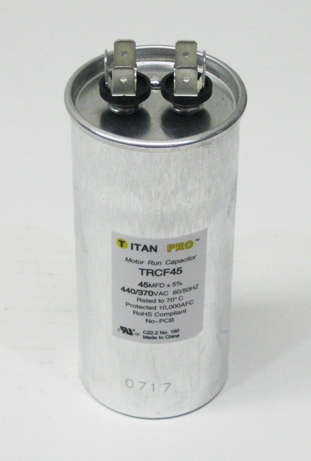 TitanPro TRCF45 HVAC Round Motor Run Capacitor. 45 MFD/UF 440/370 Volts