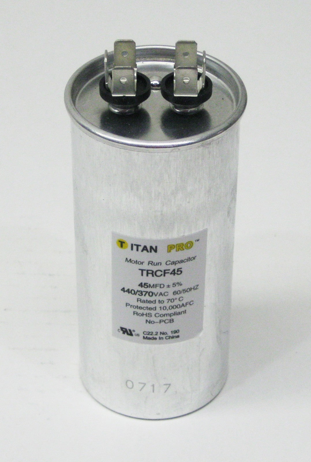 TitanPro TRCF45 HVAC Round Motor Run Capacitor. 45 MFD/UF 440/370 Volts