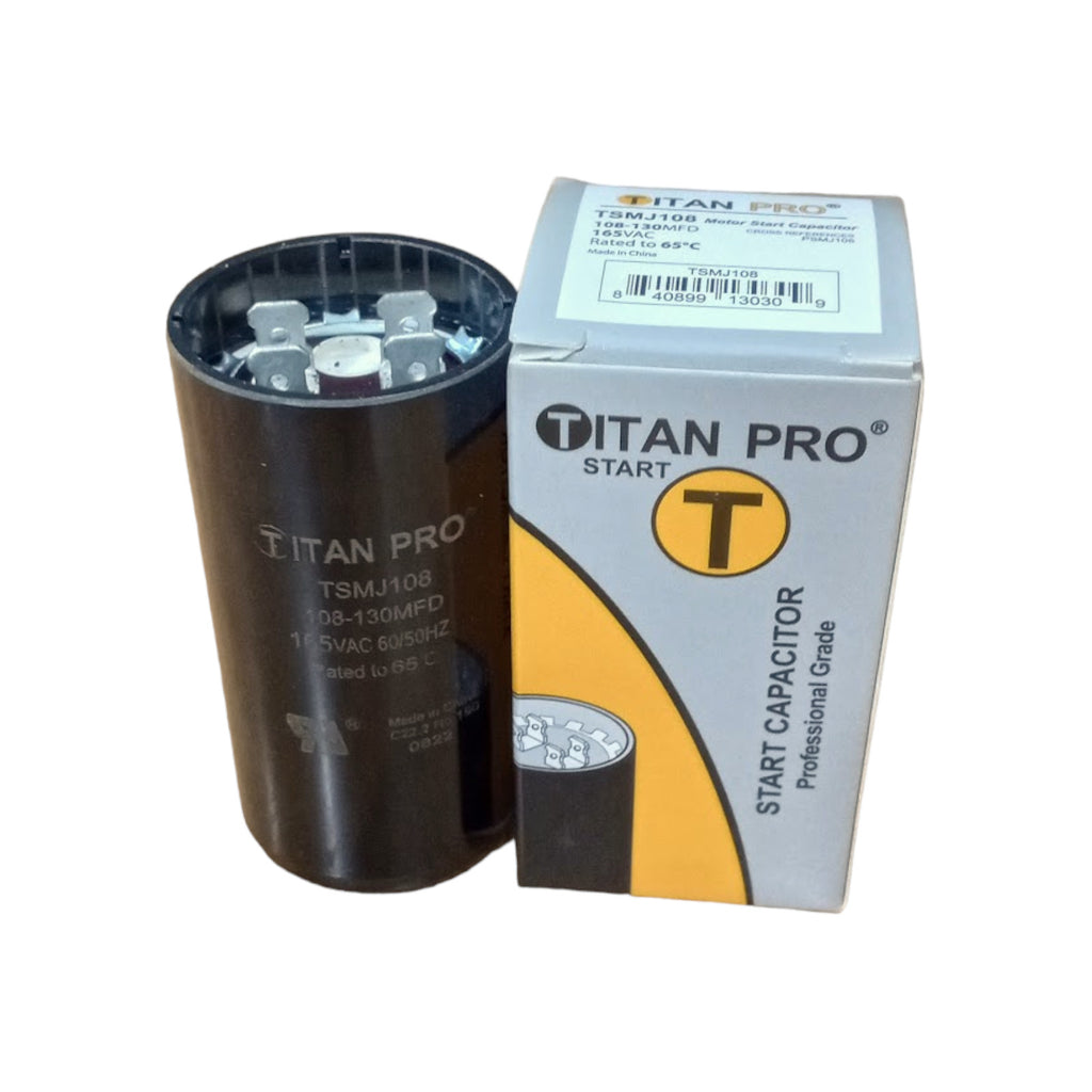 Titan Pro TSMJ108 Motor Start Capacitor 108-130 MFD UF / 165 VAC