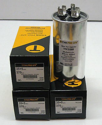 TRCD355-4 Lot of 4 Round 35 + 5 uf mfd 370 Volts Dual Run Capacitor Titan Pro