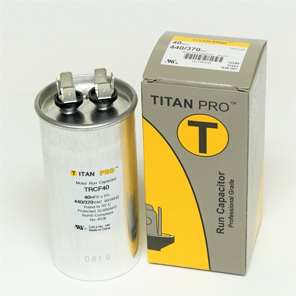TitanPro TRCF40 HVAC Round Motor Run Capacitor 40 MFD/UF 440/370 Volts