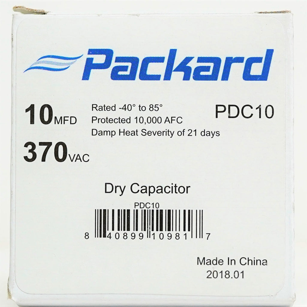 Packard PDC10 HVAC Dry Motor Run Capacitor 10 MFD/UF 370 Volts