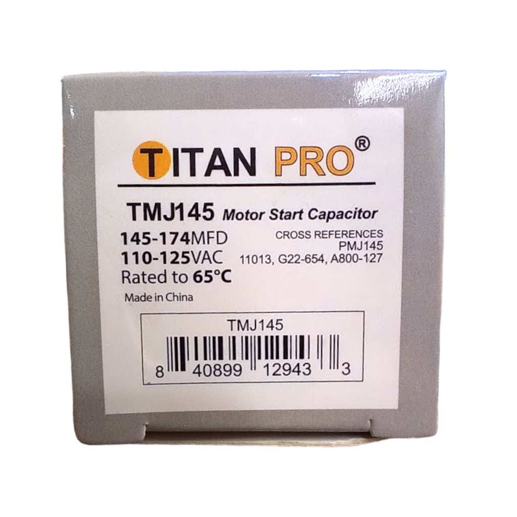 Titan Pro TMJ145 Motor Start Capacitor 145-174 MFD UF / 110-125 VAC